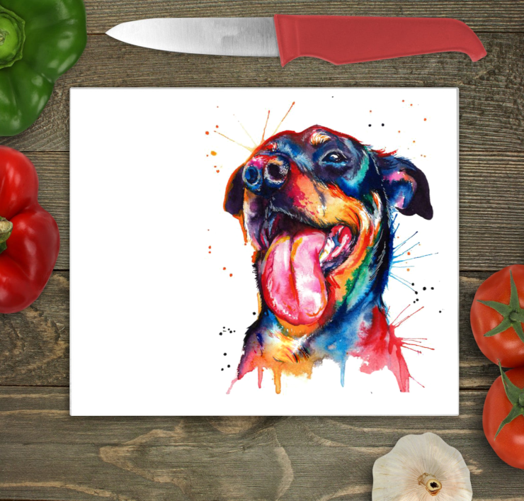 Rottweiler Glass Chopping Board, Rottweiler Glass Chopping Board